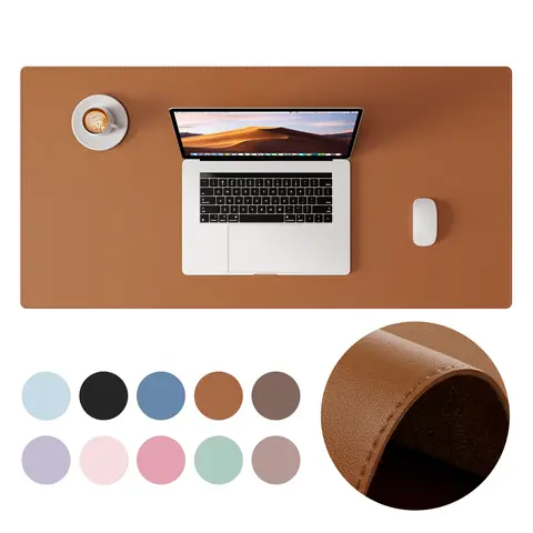 Desk Pad Protector, Mouse Pad, Office Desk Mat, Non-Slip with Stitched Edges PU Leather Desk Blotter for Office Home School