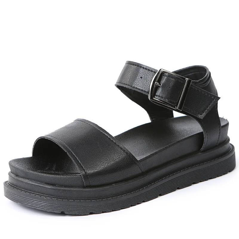 Zapatos cómodos de verano para mujer, sandalias de plataforma con punta abierta, hebilla unidireccional, talla grande 43