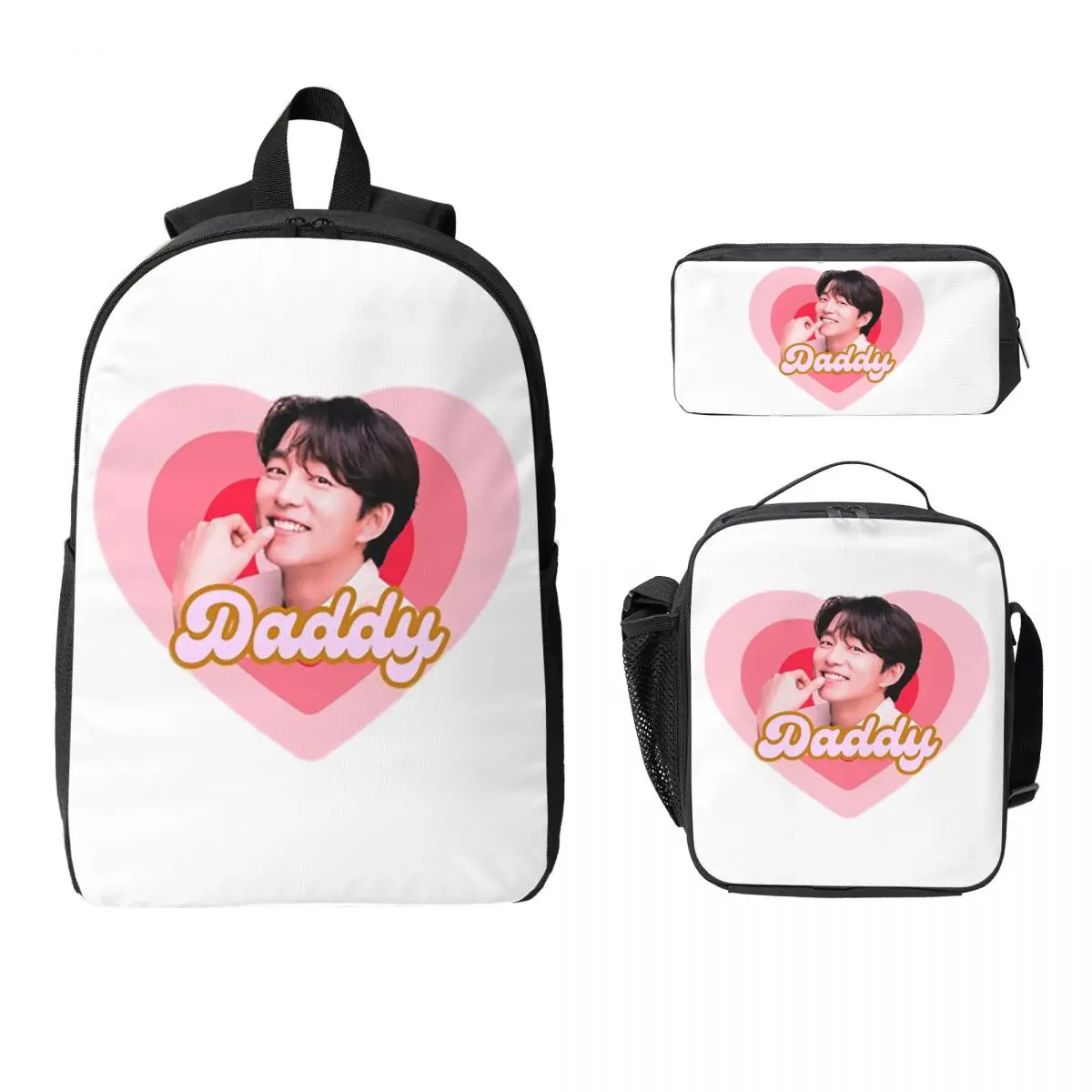 

Gong Yoo Backpack Boys Girls BookBag School Bag Laptop Shoulder Bags 3ps Insulated Lunch Bag Pencil Case