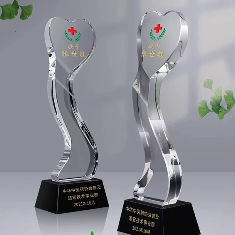Customized Thumb Five Pointed Star Crystal Trophy Love Trophy Excellent Employee Souvenirs Homedecor Award, Lettering Medal, 1Pc