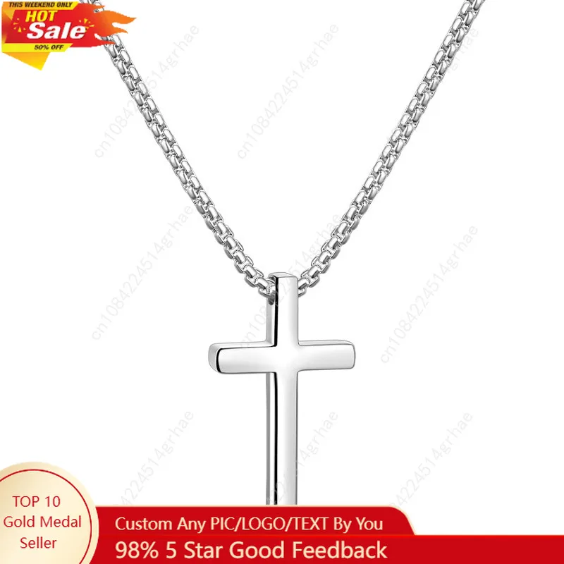 

Fiusem Cross Necklace for Men, Silver/Gold/Black Mens Cross Necklaces with 2.5mm Chain and Stainless Steel Cross Pendant,