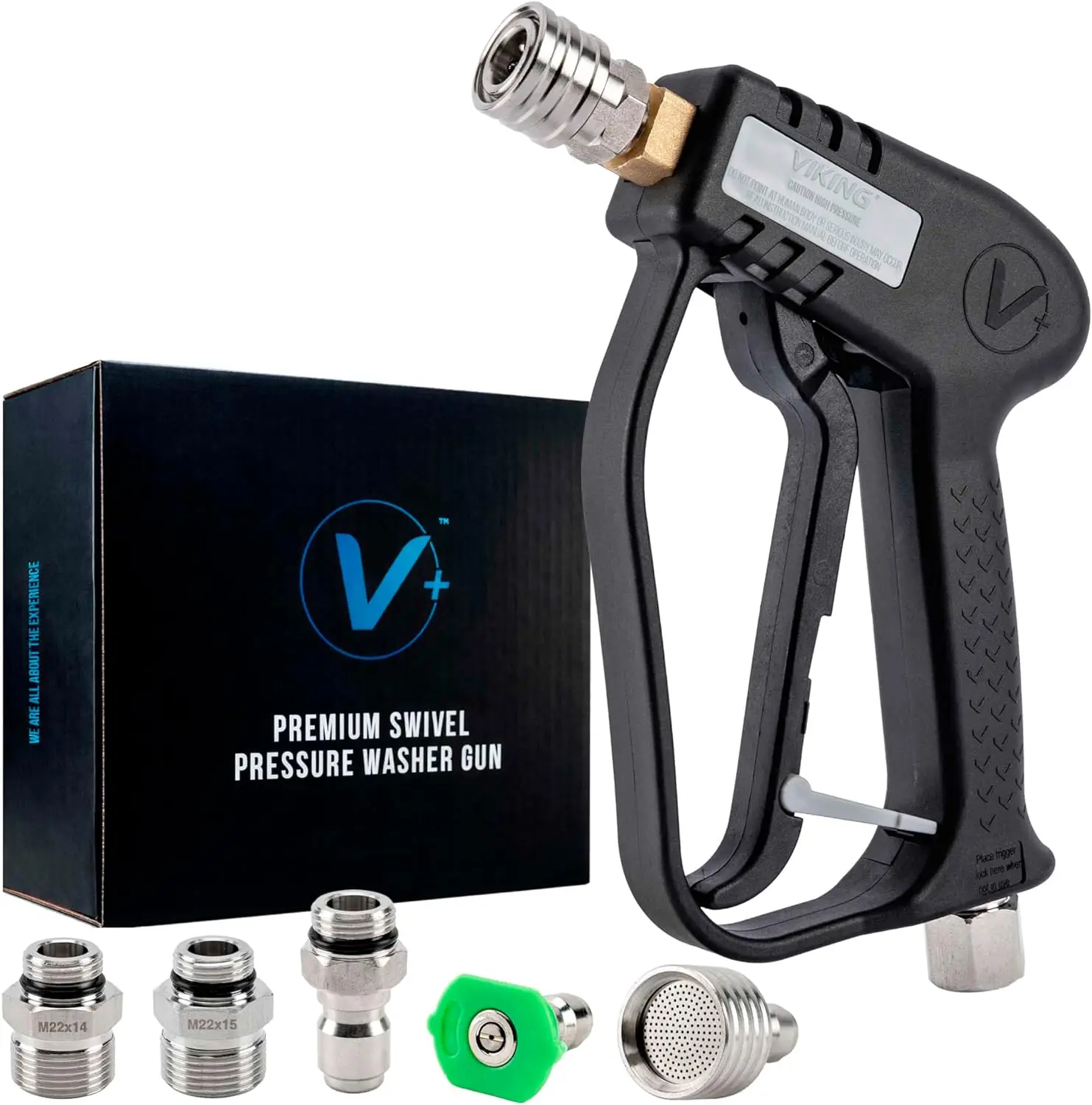 

Премиум-пистолет для мойки высокого давления с короткой ручкой, быстрым подключением для газовых/электрических моек, включает адаптеры и насадки