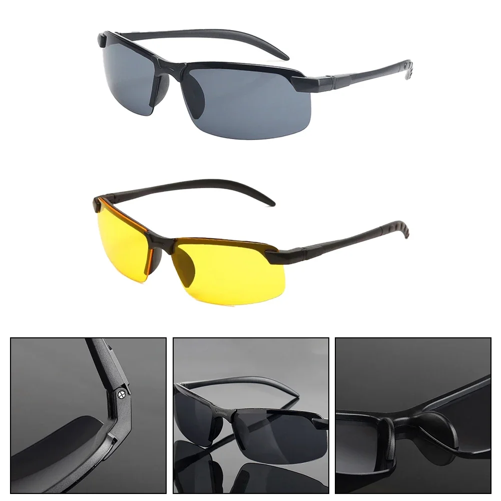 1Pc Black Yellow Sunglasses Chameleon Glasses Male Change Color  Sun Glasses Day Car Accessories Hight Quailtly