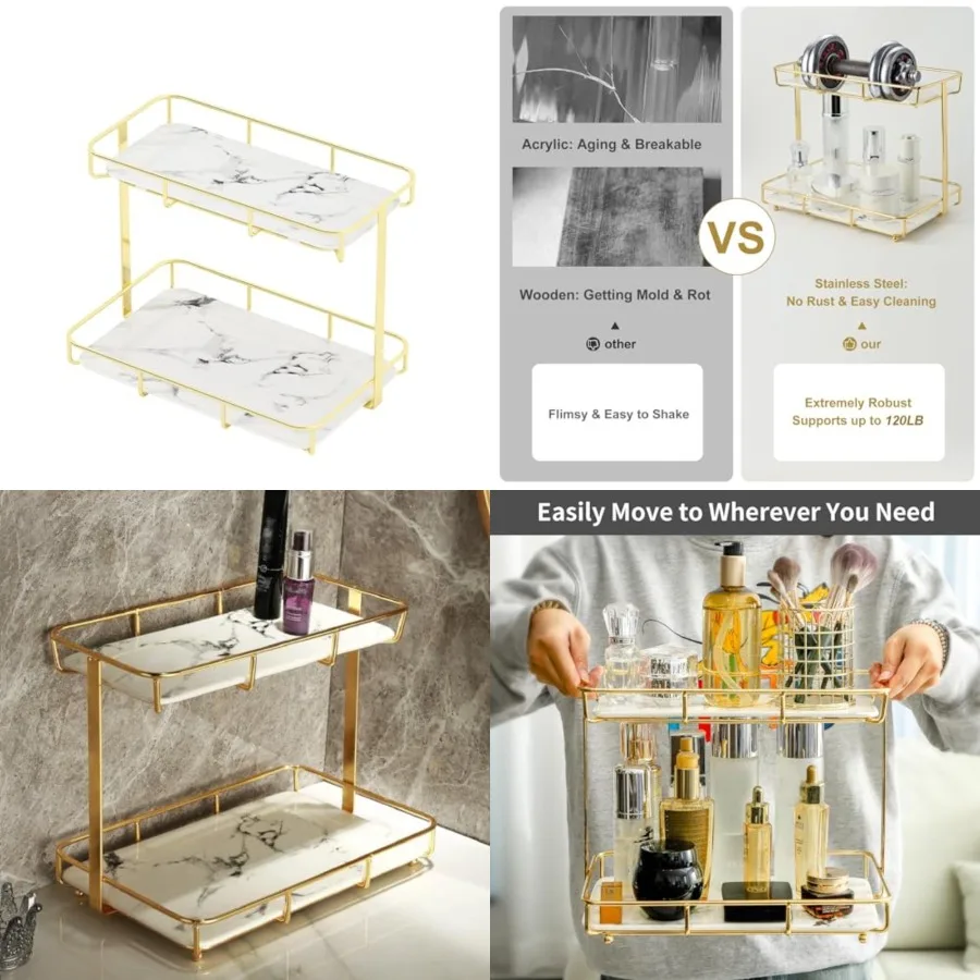 

Bathroom Organizer Countertop Perfume Organizer Makeup Organizer Cosmetics Storage Display Rack Vanity Tray Dresser Stainless S