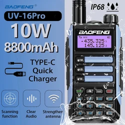Baofeng UV-16Pro Walkie talkie 10W potente Radio a 2 vie impermeabile a lungo raggio VHF UHF Band UV16Plus USB Type-C aggiornamento del UV-5R