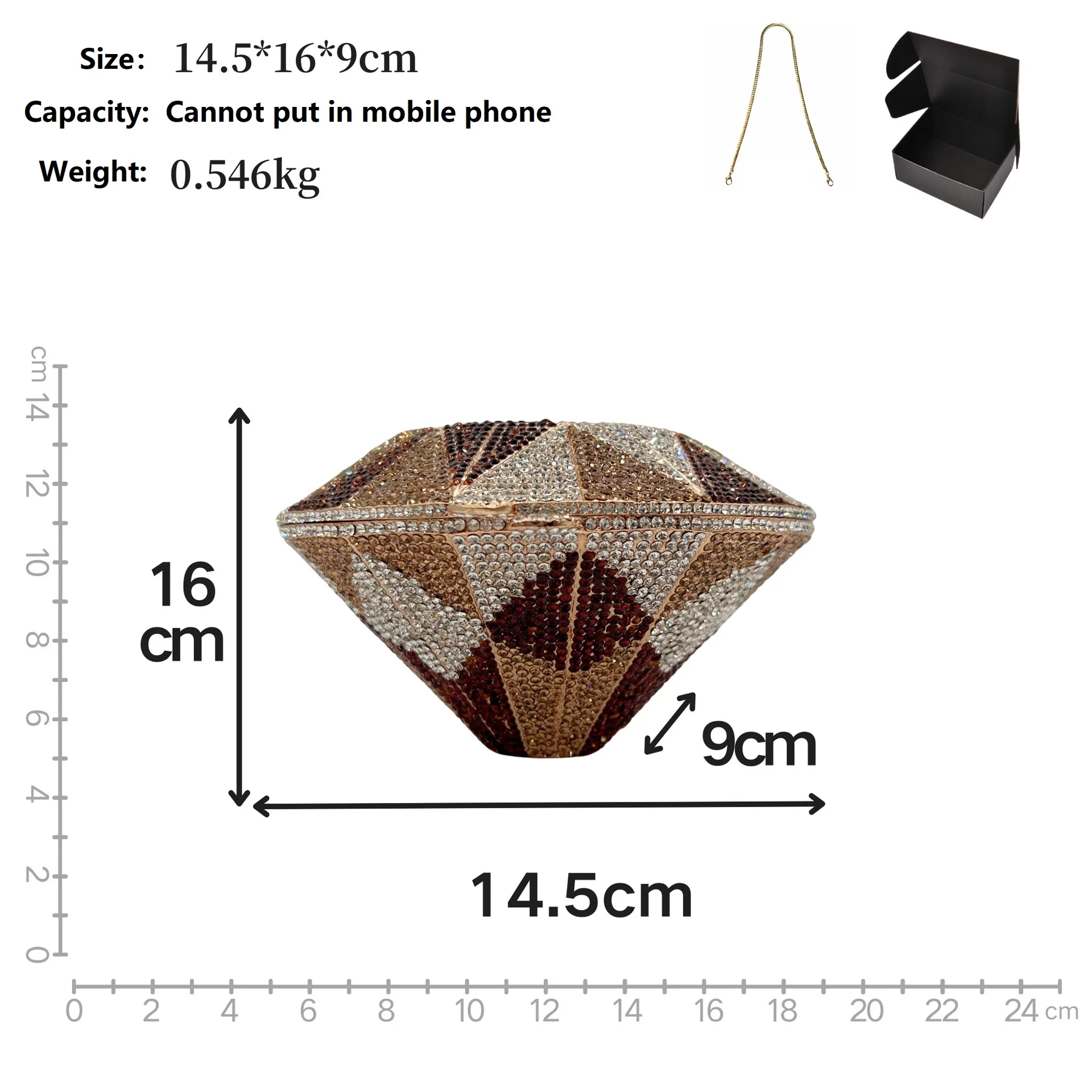 Three-Dimensional Diamond Shape Evening Bag full of Diamond Crystal Bag Ladies Handbag Banquet Women\'s Bag Luxury Designer Bags