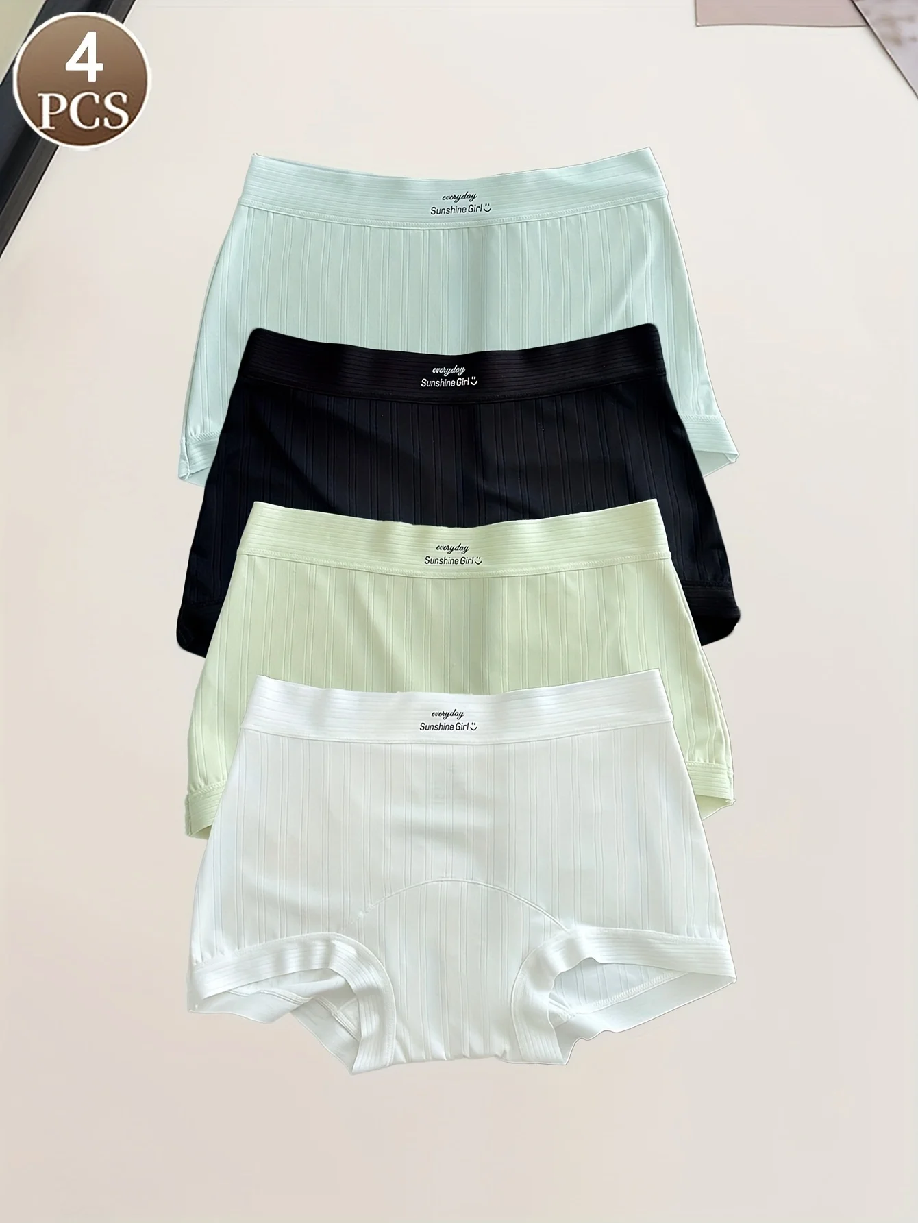 4pcs casual sports seamless high-waisted ice silk women's briefs, leggings, safety pants, women's panties