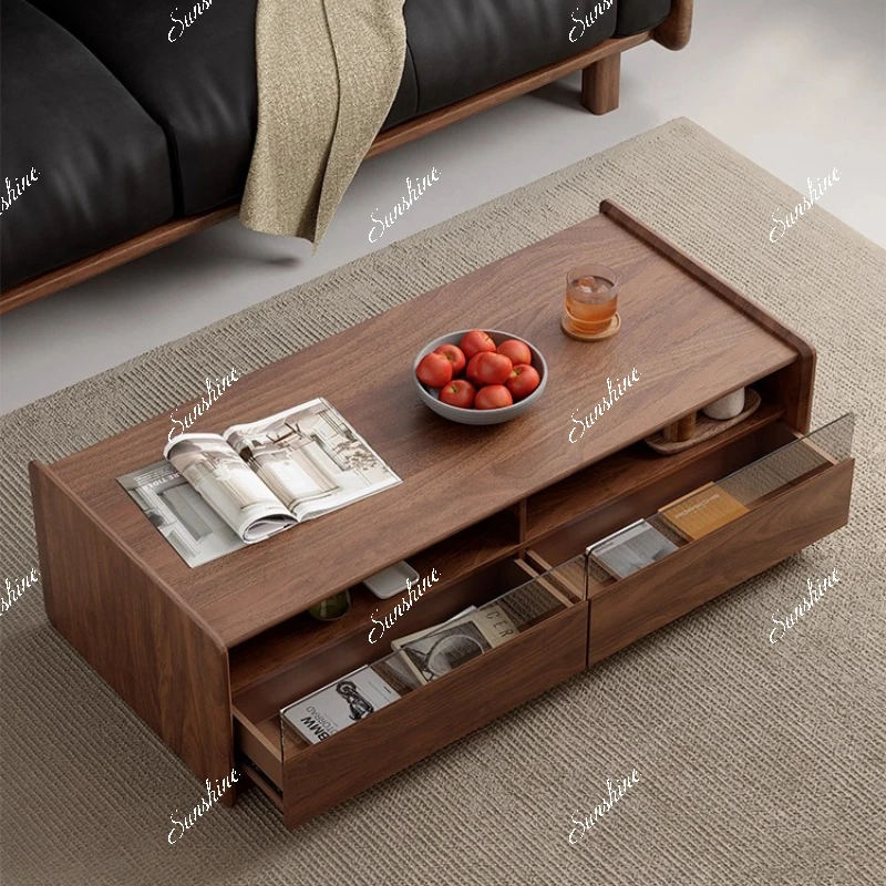 

Modern size apartment simple solid wood coffee table creative locker side table