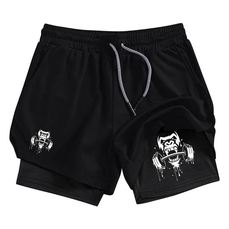 Quick Drying Double Layer Fashion 2-in-1 Running Shorts Quick Drying and Breathable for Men Casaul Drawstring Moisture Absorbing