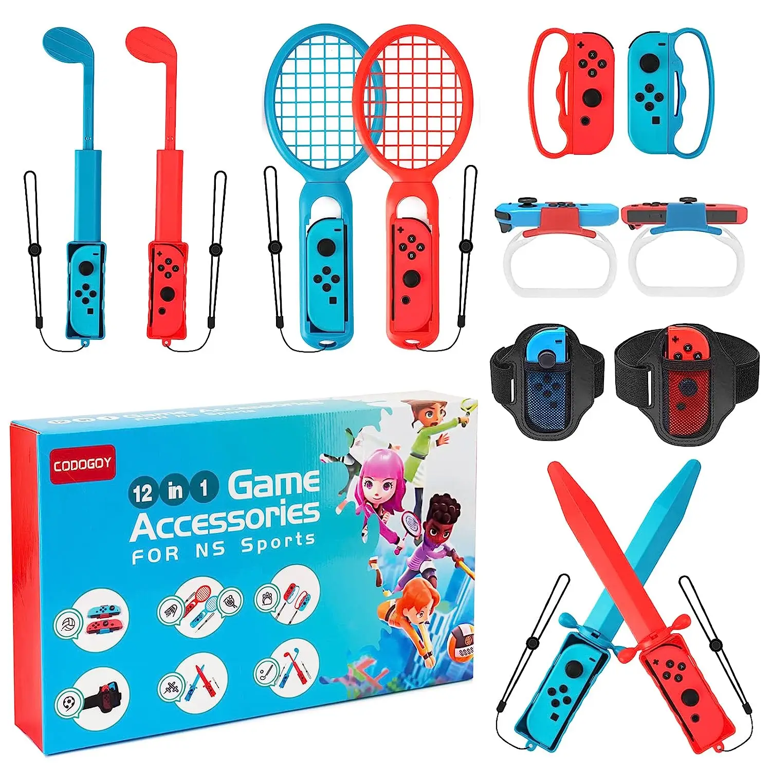 

12 in 1 Switch Sports Accessories Bundle for Switch NS Sports Accessories Kit Compatible with Switch/Switch OLED Sports Games