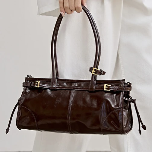 

Высококачественная женская модная кожаная сумка в стиле ретро, функциональная масляная вощеная воловья кожа, сумка на одно плечо, сумка через плечо