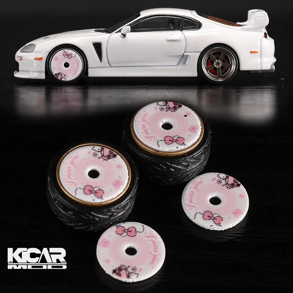 

Kicarmod 1/64 10.5mm Alloy Model Rim & Rubber Tire Set 4Pcs F-Series Replacement Wheels for Tomica Hot Wheels Diecast Model Car