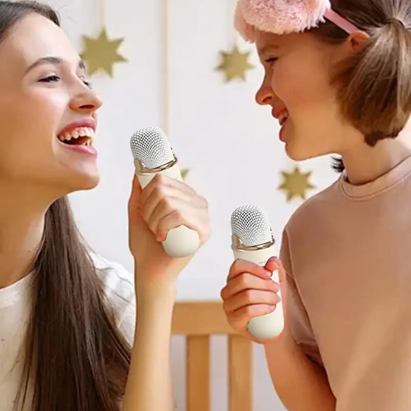 

Kids Karaoke Speaker Microphone Set Small Karaoke With Two Microphones Portable Adults Singing Mic With Charging Cable Travel