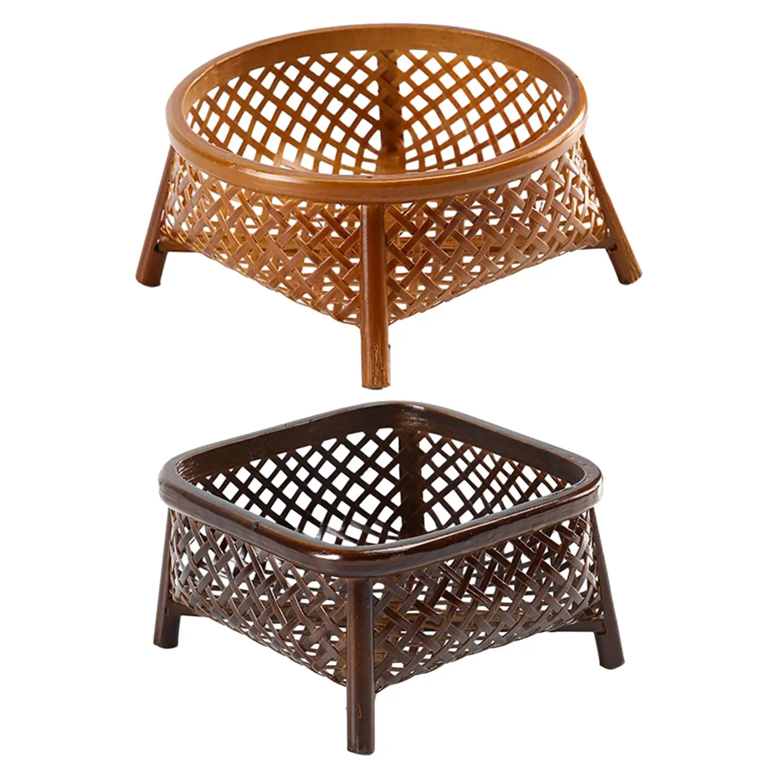 

Бамбуковая плетеная корзина для фруктов, Сервировочная корзина, деревенская бамбуковая корзина для хранения продуктов