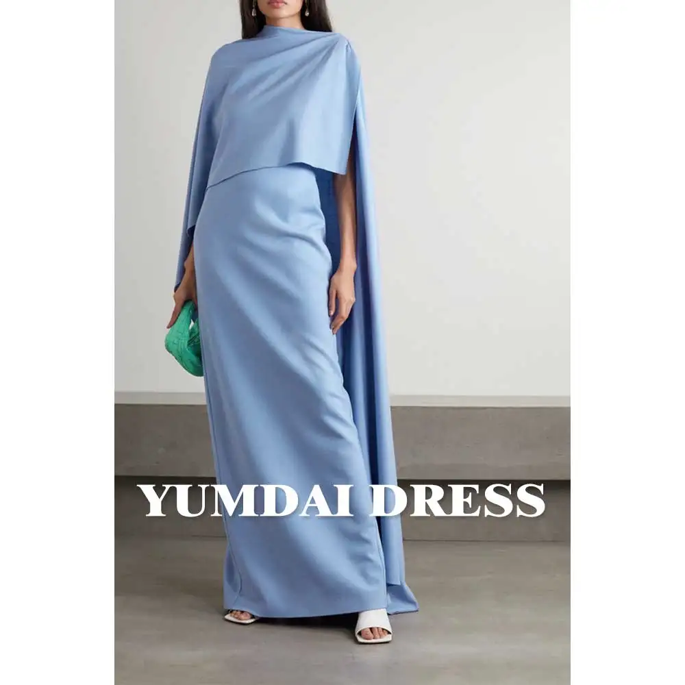 YUMDAI Formal Blue Shawl Sleeve Saudi Arabian Dress 2023 Women's Elegant Party Gown Fall Special Event Occasion Evening Dress