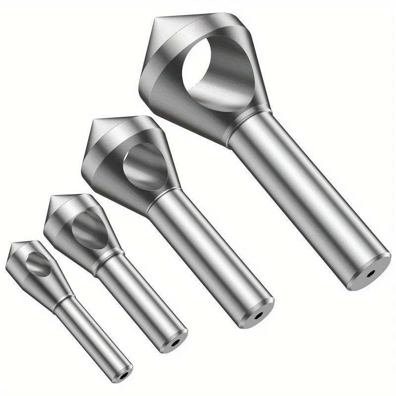 4-teiliger HSS Entgratungs- und Abschrägungsfräser mit Titanbeschichtung, 90 Grad, Rundschafthohlbohrer für Metall