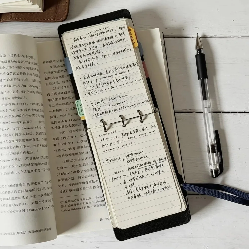 3 Holes Loose Leaf Binding Mini Pocket Notebook with 40Sheets Blank/Line Inner Page Stationery Notebook