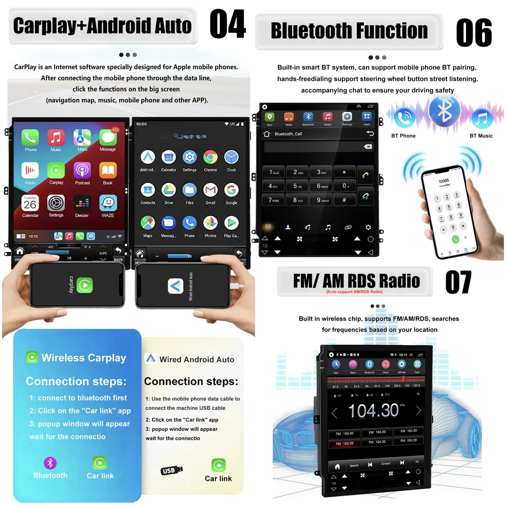 Android OS 9.7 '' Dla Ford Fiesta MK7 2009-2014 Samochodowy odtwarzacz wideo Nawigacja Multimedia Automotiva Wireless Carplay 5G BT Tools