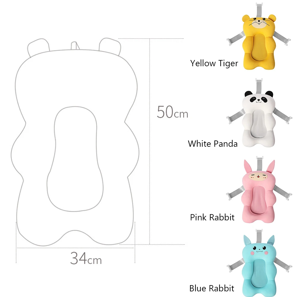 Baby Shower Mat Bath Tub Pad Non-Slip Bathtub Seat Support Mat Newborn Safety Security Bath Support Cushion Foldable Soft Pillow