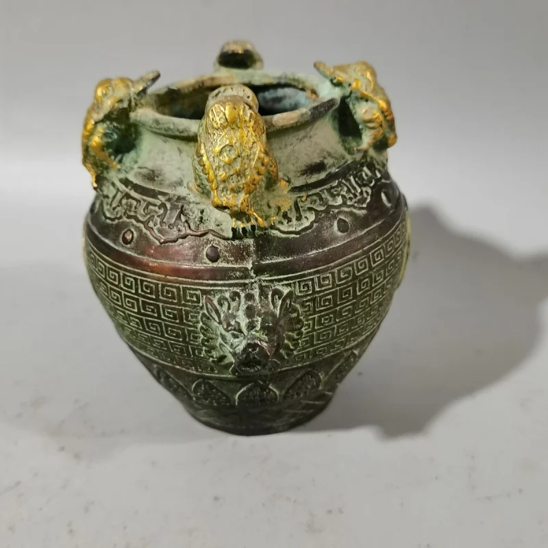 Antique Distressed Pure Copper Gold Toad Yuan Building Decoration Bronze Ware Qianlong Year Copper Ware Ornaments Antique