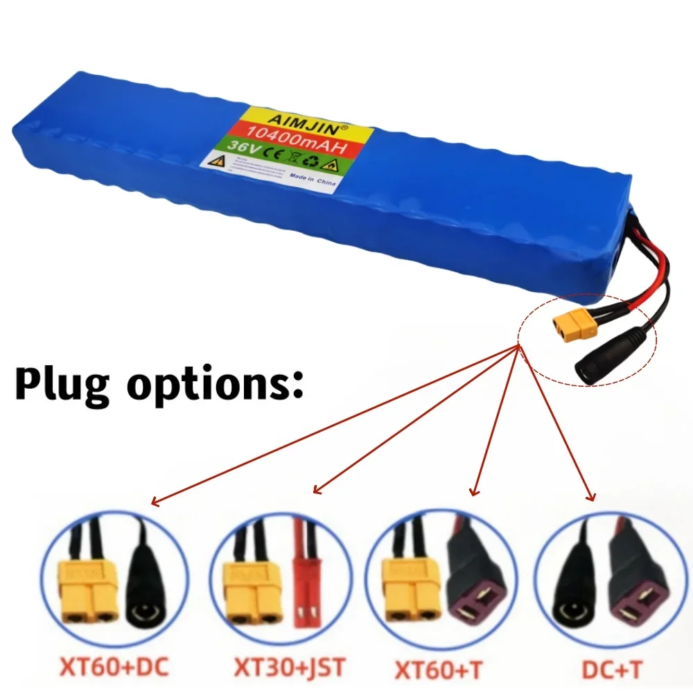 NEW 36V 10S4P 10.4Ah Lithium Battery Large Capacity for Electric Bike and Scooter, with BMS