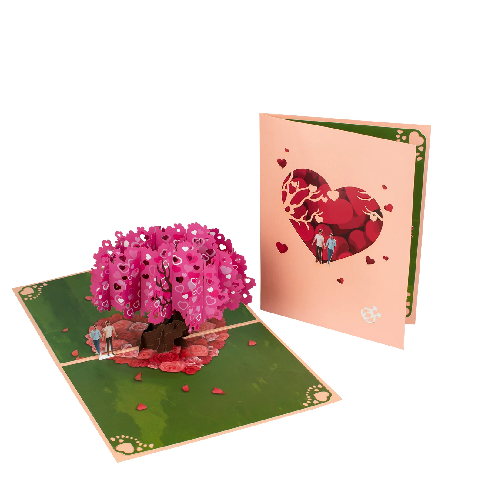 Gay Lesbian Pop Up Card for Same-sex Couple Anniversary Valentine\'s Day Wedding Gift