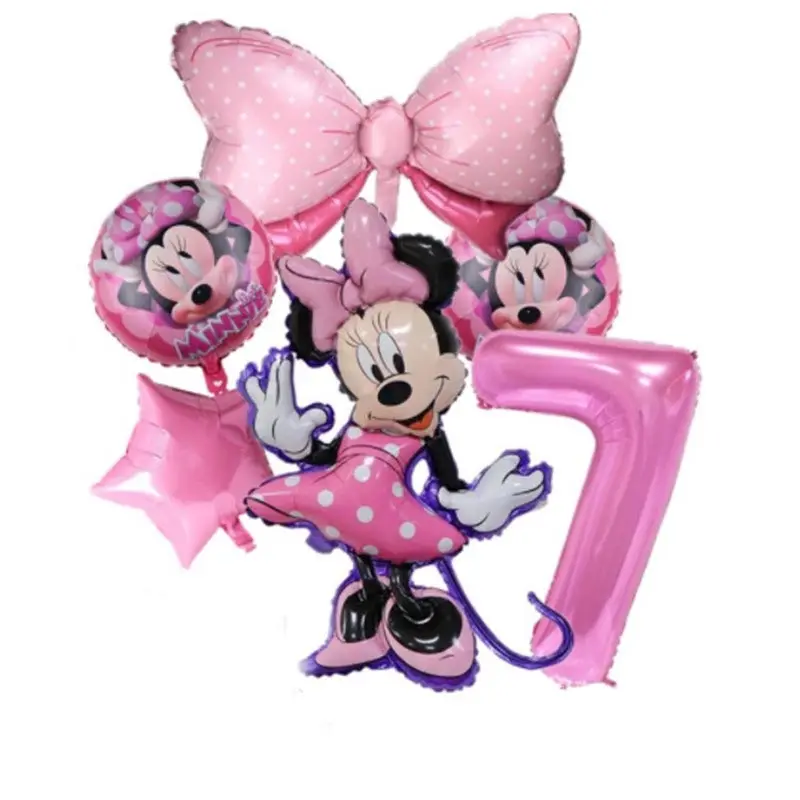 Disney Minnie Mouse Birthday Party Decoration Disposable Tableware Cup Plate Straws Minnie Balloons Supplies Baby Shower Girls