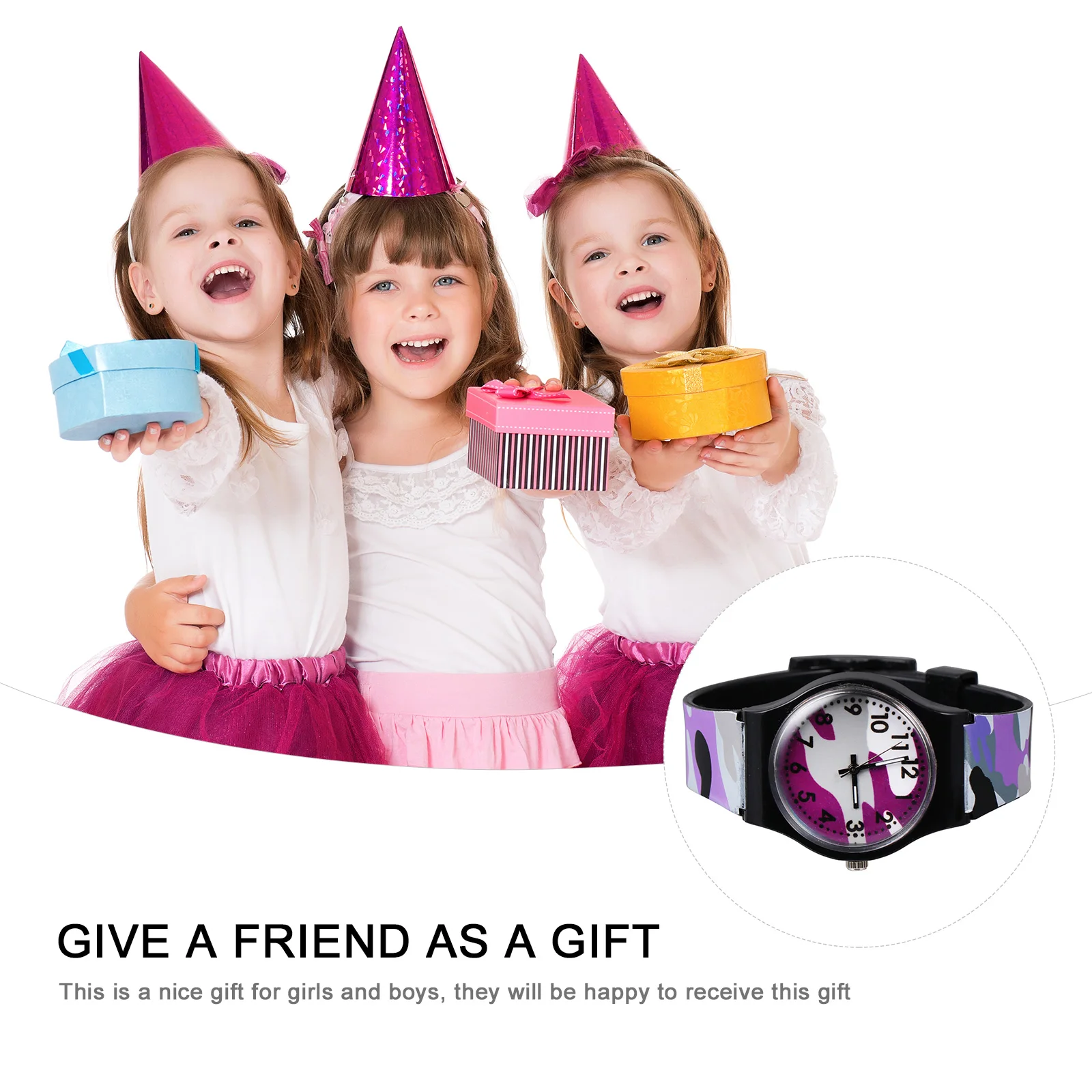 นาฬิกาเด็กผู้หญิงลายพรางการ์ตูน นาฬิกาเด็กสำหรับเด็กผู้หญิง ปรับขนาดได้ ของขวัญสำหรับนักเรียน