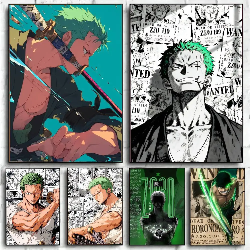 One Piece Roronoa Zoro Wano Arc Anime-Poster, HD-Leinwand-Wandkunst, wasserfester Druck, Schlafzimmer- und Wohnzimmerdekoration