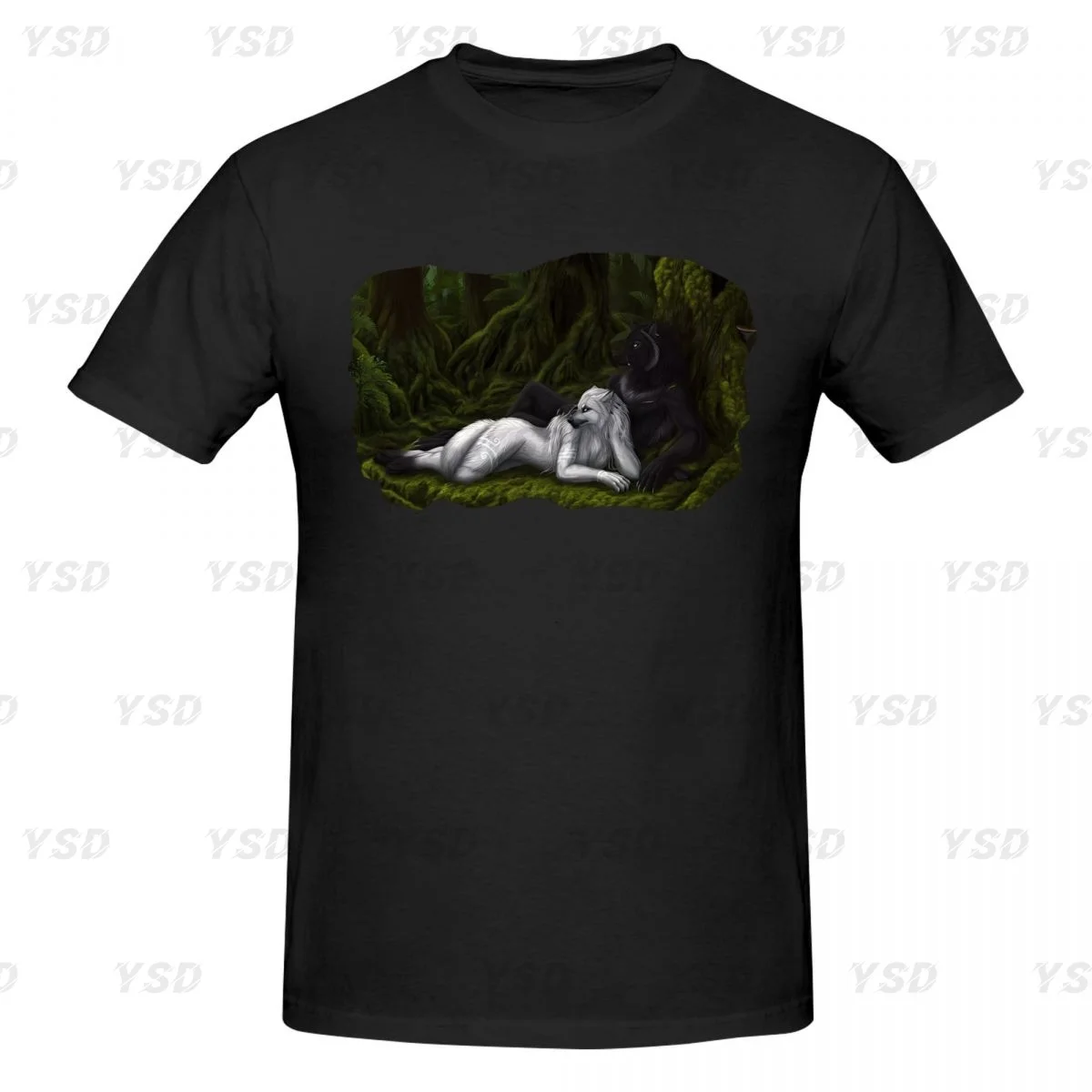 Sitting Wolf Men's tight fitting sports Cotton T-shirt, Breathable,Oversized Tee shirt