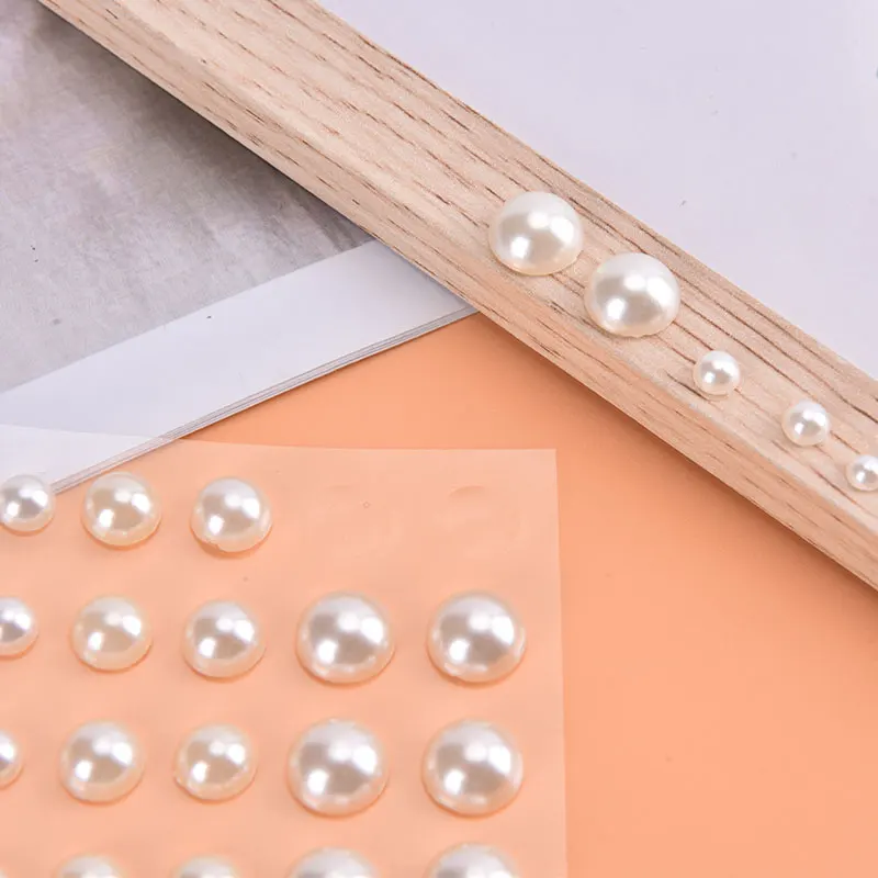 1 лист пластиковых полукруглых жемчужных декоративных наклеек для телефона