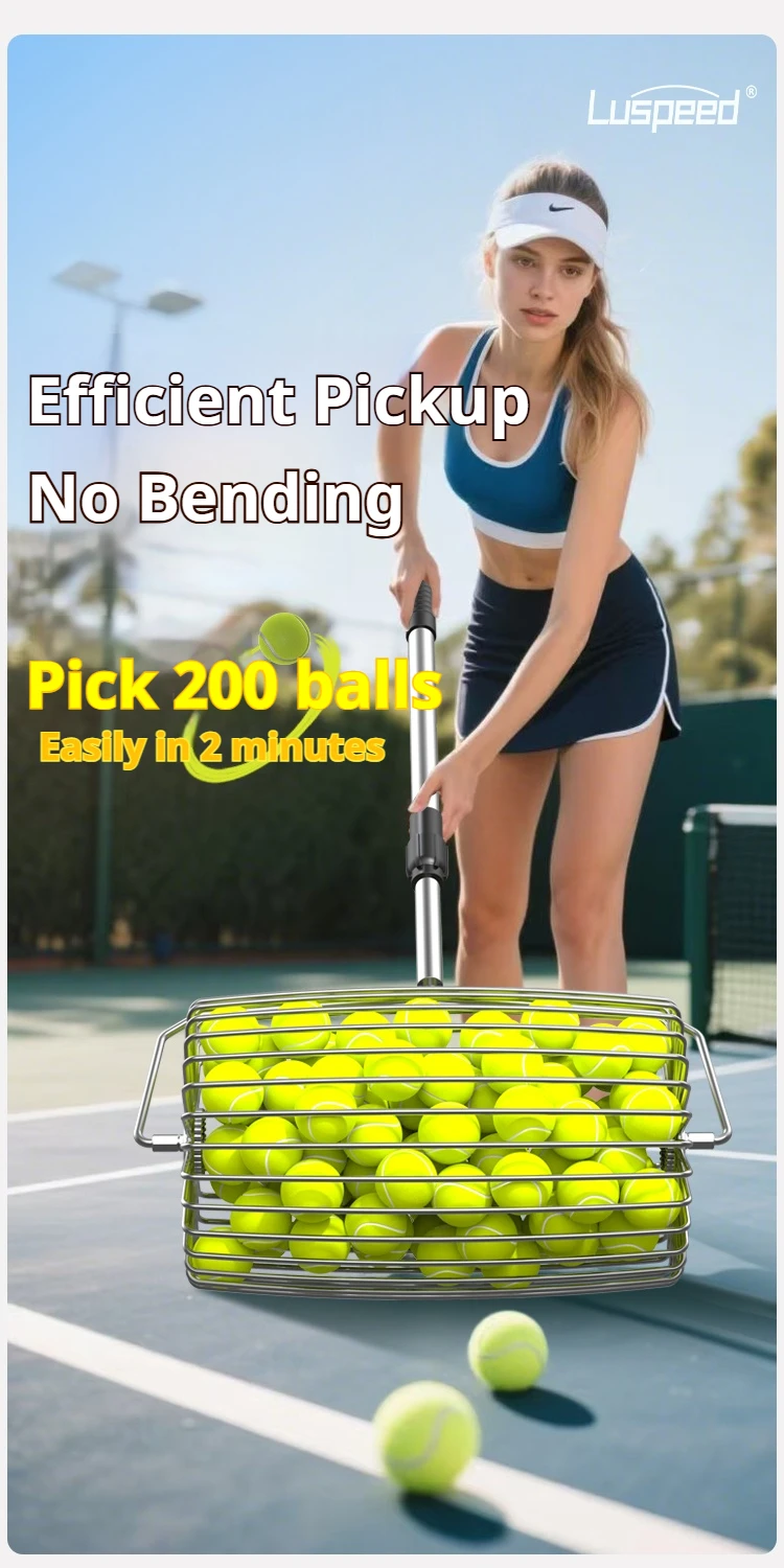 Luspeed Tennisball-Sammler der Dritten Generation, Ausziehbarer Ballsammler, Erhöhte Kapazität, Einfaches Aufsammeln von Bällen, Schnelles Aufheben von Bällen – Detail 3