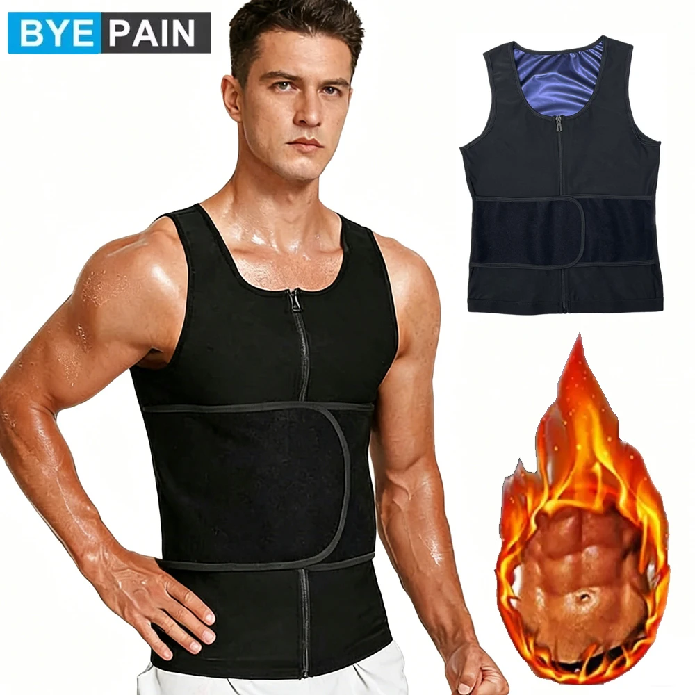 1Pcs Men Neoprene Sauna Sweat Vest Zipper Design Waist Trainer Tank Top Hot Sweat Body Shaper for Fitness Weight Loss