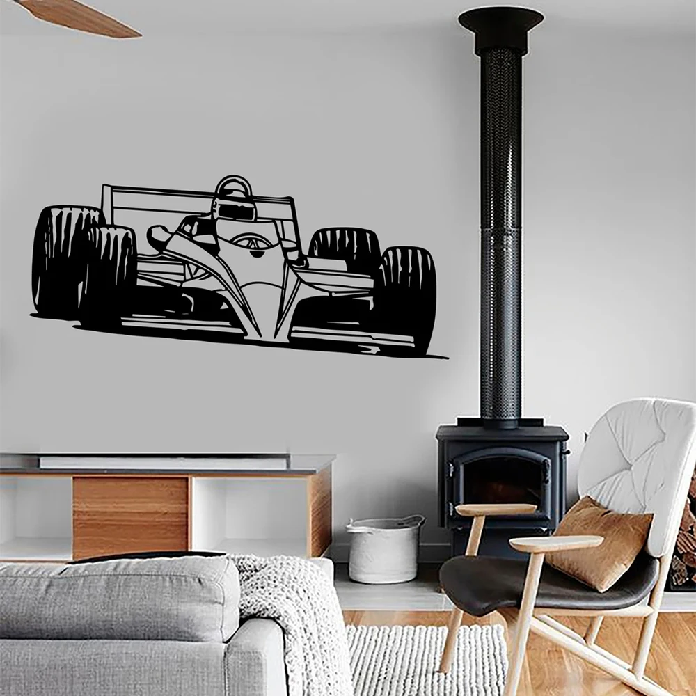 Racing Vinyl Wall Decal Car Auto Racing Auto Body Shop Wall Sticker for Kid's Room or Garage Man Cave Cool Decor Wallpaper S143