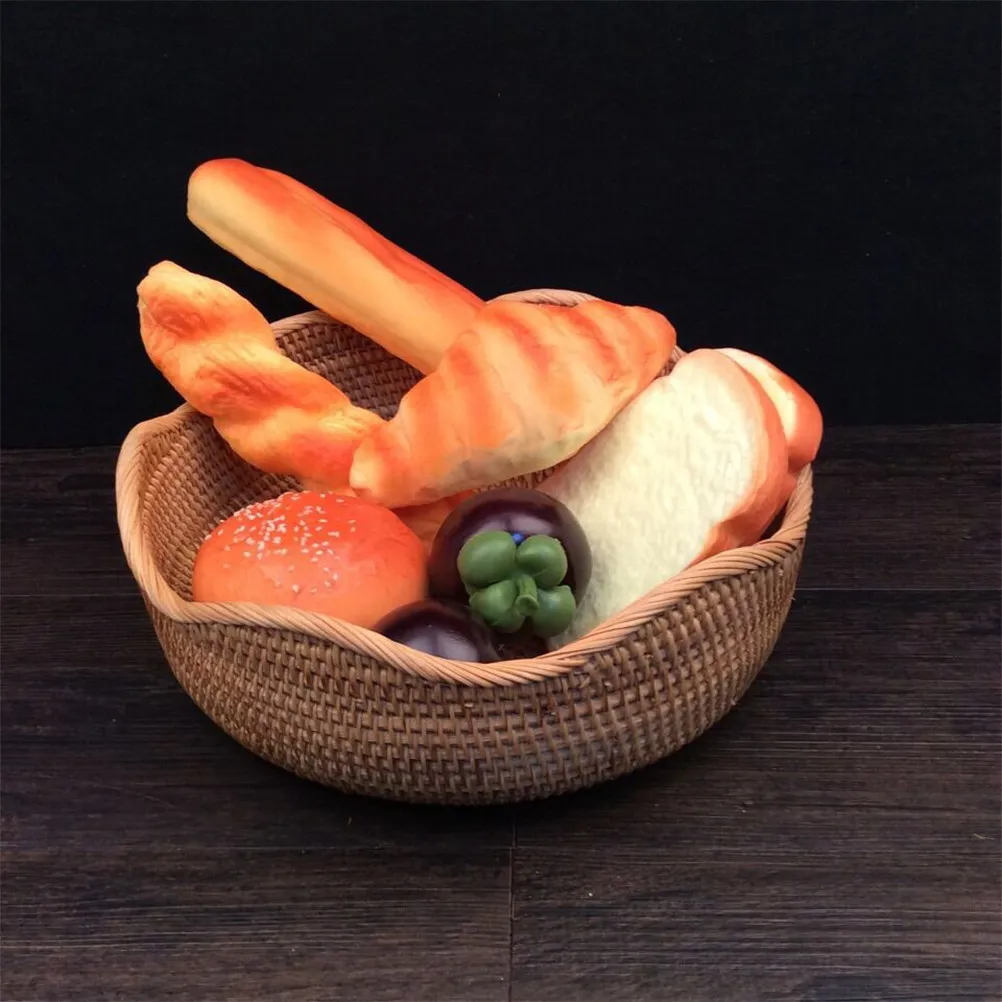 

Style Handmade Rattan Woven Basket for Fruit Vegetable Bread Storage Kitchen Dining Room Picnic Party Snack Organizer