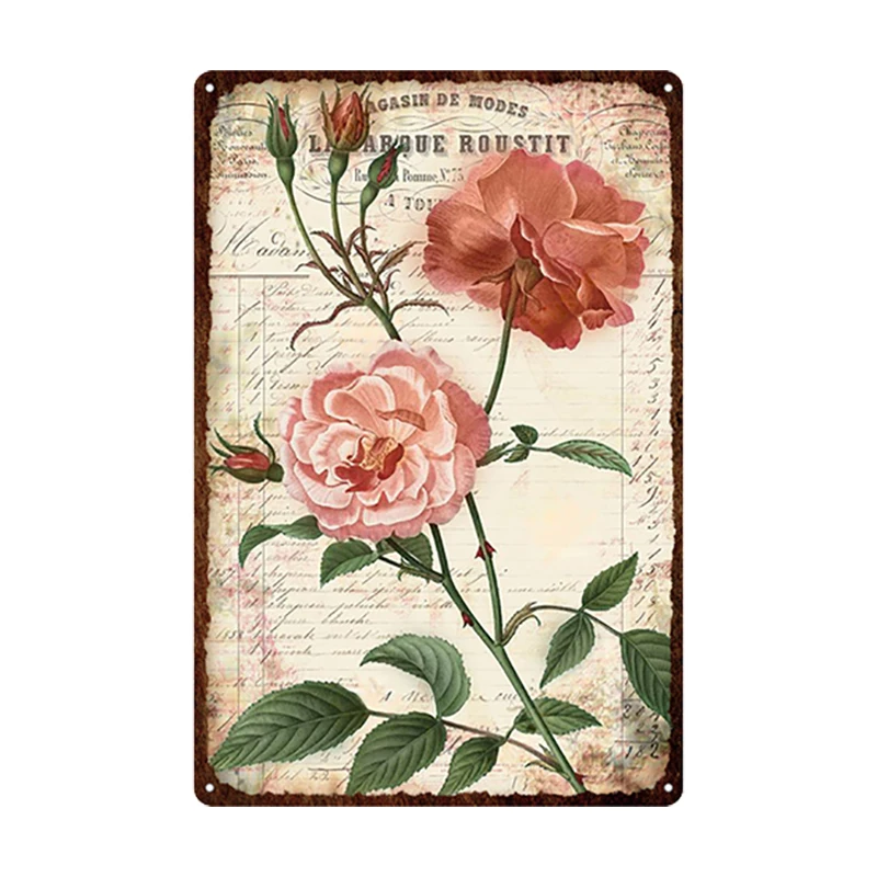 

Flowers Metal Tin Sign Retro Plates Rose Peony Lavender Art Plaque Vintage Poster Garden Room Home Wall Decor Gift 1