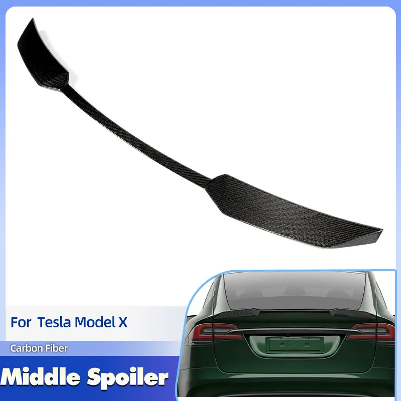 

Car Rear Middle Spoiler Wings Carbon Fiber for Tesla Model X 2015-2025 Racing Rear Spoiler Mid Trunk Wing Lip Body Kit