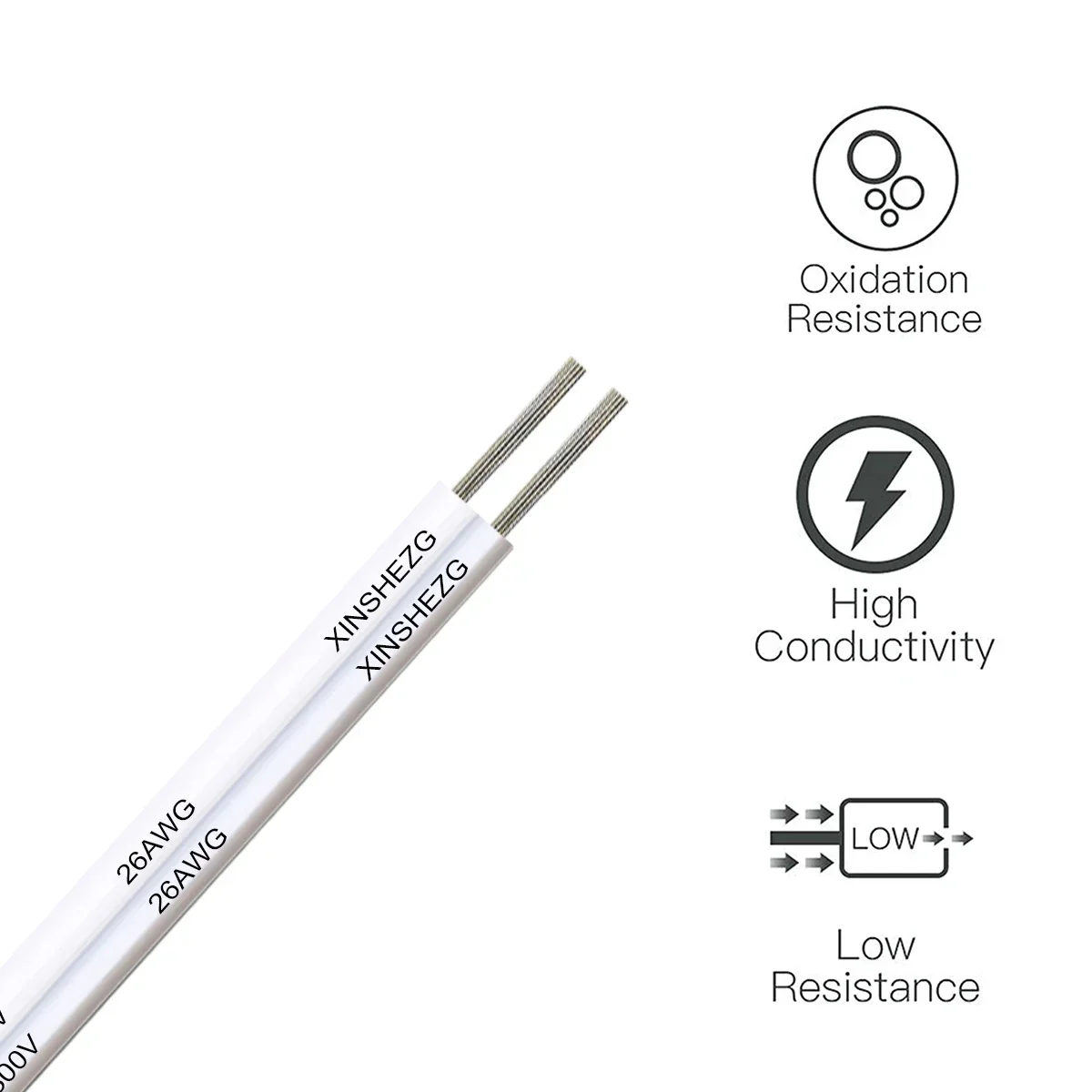 2Pin LED Extension Wire 3/5/10/20/30/50/100m 26/24/22/20/18/16AWG Flexible Electrical Wires For 5050 3528 LED Strip Lights