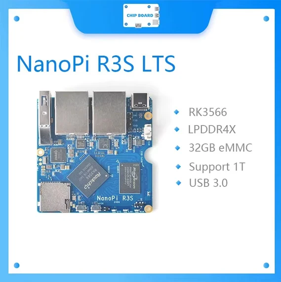 

Мини-компьютер NanoPi R3S LTS Advanced RK3566 с двумя портами 2,5GbE, 32 ГБ eMMC, алюминиевый корпус с ЧПУ, маршрутизатор Linux IoT