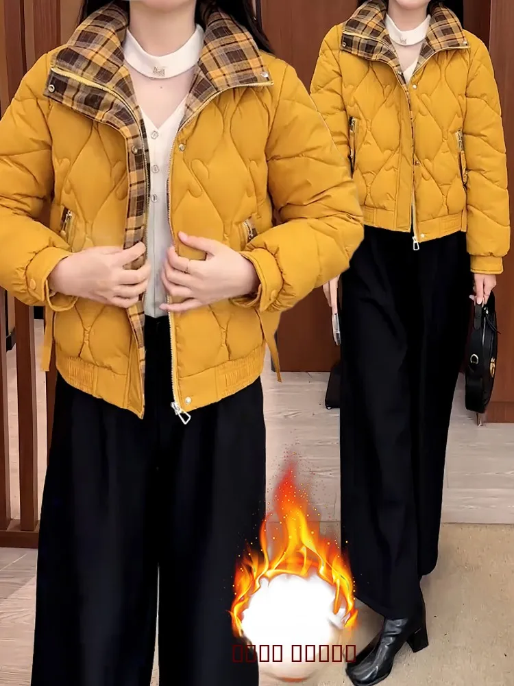 

Утепленное длинное пальто Ele Fce для женщин, свободного кроя, в корейском стиле, для повседневной носки, теплая хлопковая куртка-пуховик для зимы