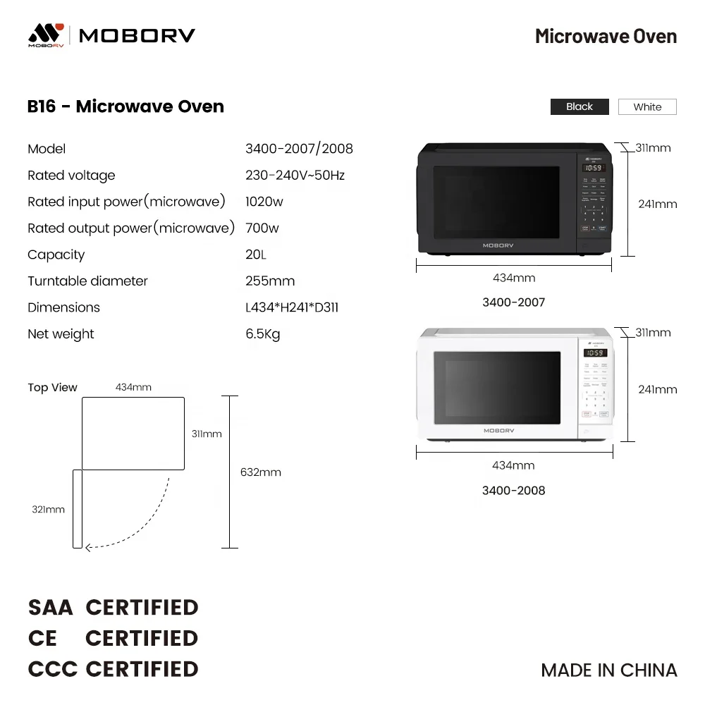 RV B16 SAA Certified Stainless Steel 20L Trim Kit Light Weight Upper Cabinet for Motorhome Camper Van RV Microwave Oven