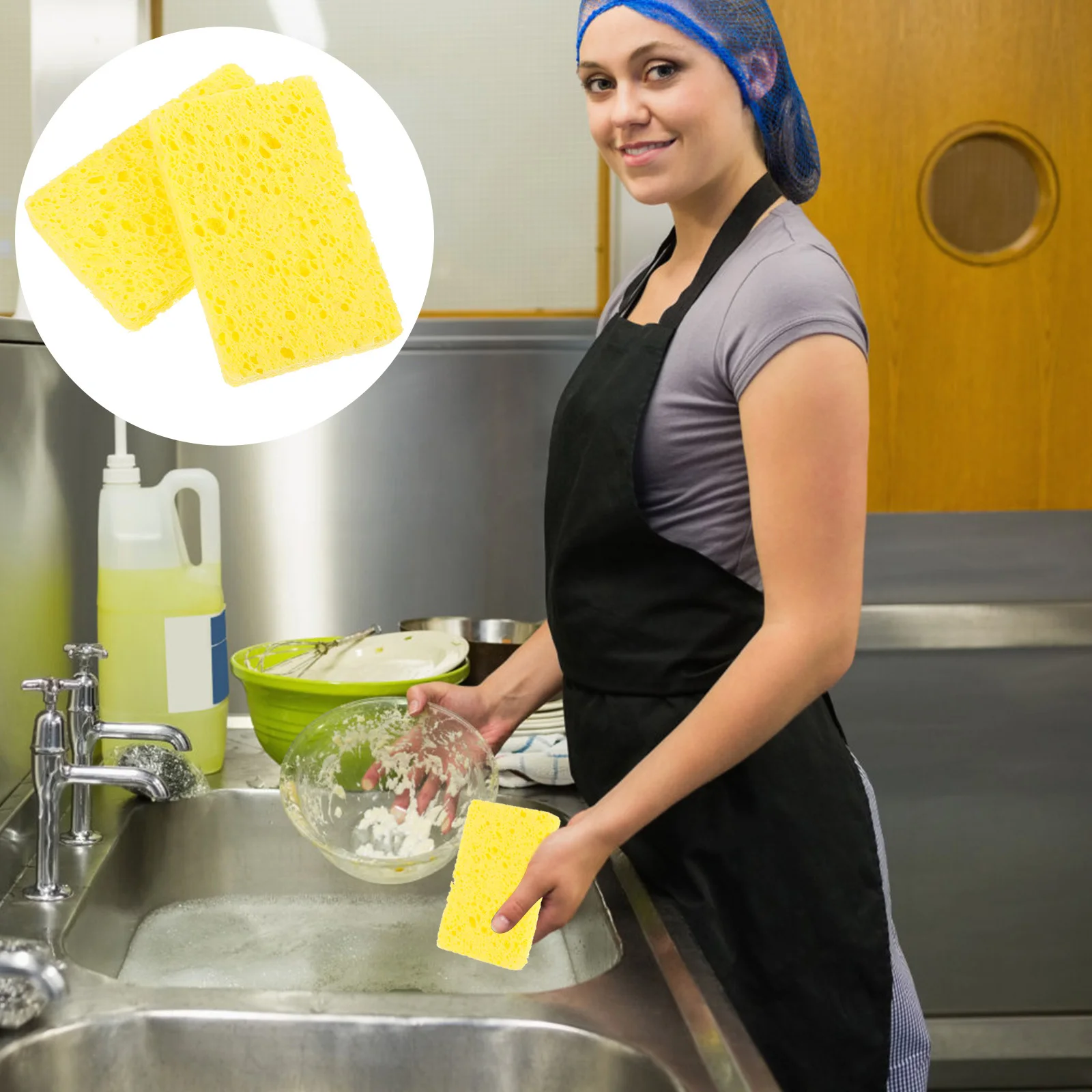 

10pcs Wood Pulp Block Reusable Scrub Sponge For Kitchen Dish Washing Multi-Function Cleaning Compact Wok Sponge Household