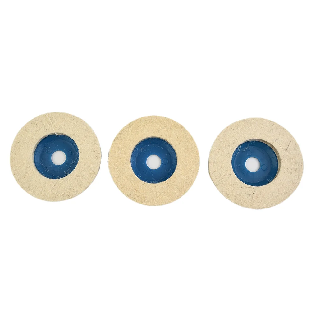 Blue+Beige Polishing Discs Polish Grinder Wheel Felt Pads 3x Grinding Tool Angle 3 pcs 100mm 4 Inch Wool Useful