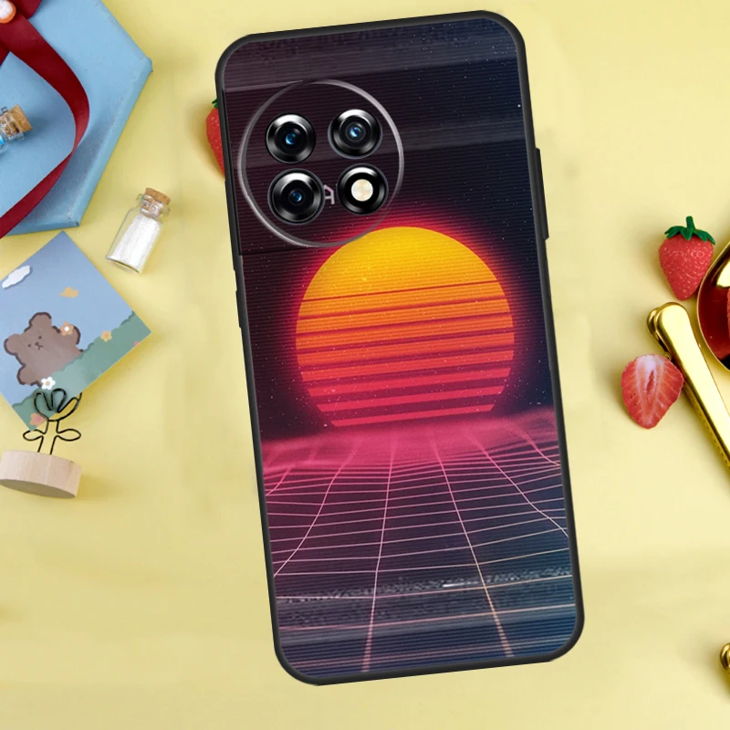 80S Vaporwave Retro Synthwave Sunset For OnePlus Nord 2 2T CE 3 Lite N10 N20 N100 Ace 8 Pro 9 Pro 10 Pro 8T 9R 10T 10R 11 Case