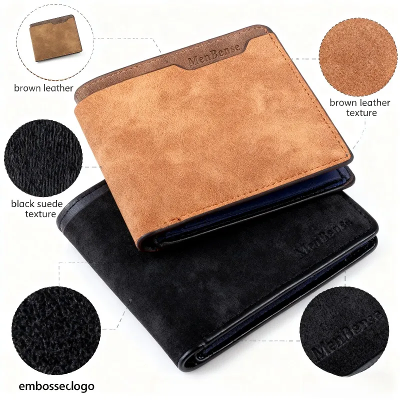 محافظ ثنائية المزخرفة قابلة للطي مع نقش العلامة التجارية وزخارف متباينة، ملحقات أنيقة لتنظيم النقود والبطاقات