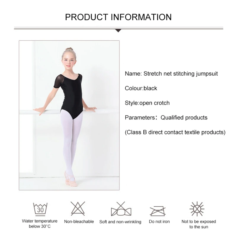 Kids Girls Gymnastics Ballet Dance Long Sleeve Cotton Turnpakje Dancewear Leotard