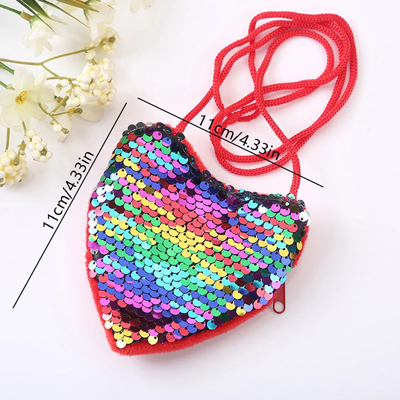 Children's Sequin Coin Purse Little Girl Messenger Love Bag Girl Cute Shoulder Bag kindergarten Children's Coin Purse For Kids