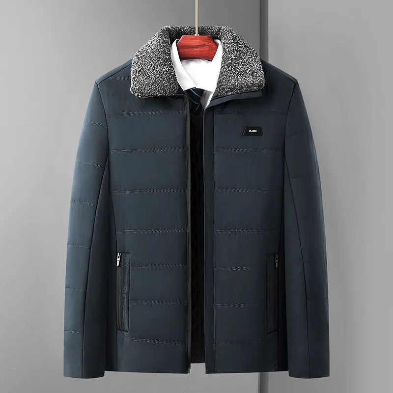 معطف رجالي من القطن Jaet Winter Thiened Warm ort Sle Fce Lined Busin كاجوال بسحاب للإغلاق معطف ملون