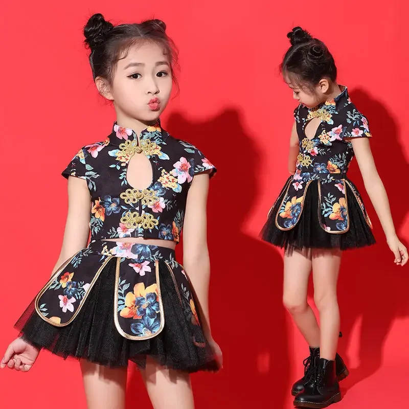 Girls Party Dresses Kids Cheongsam Dress For Wedding Girls Baby Qipao Dress Children's Performance Dance Clothes New Year Dress