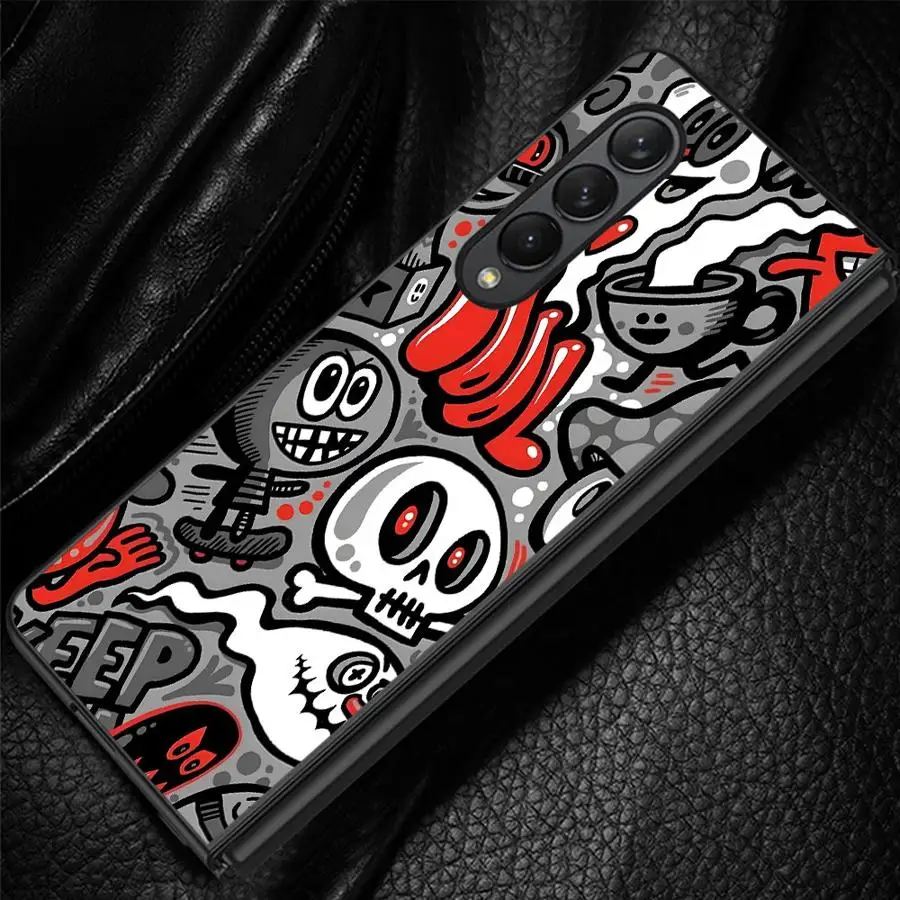 Phone Shell Funda Case for Samsung Galaxy Z Fold 8 Ultra ZFold5 ZFold7 Z Fold 7 6 5 4 3 ZFold6 ZFold3 ZFold4 Skull Graffiti Art